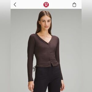 Lululemon Side-cinched Ribbed Cardigan Size 10 in Espresso NWT